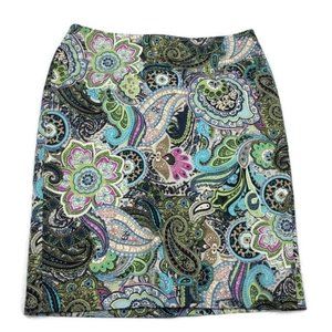 Talbots Petite Paisley Lined Career Pencil Skirt 2P